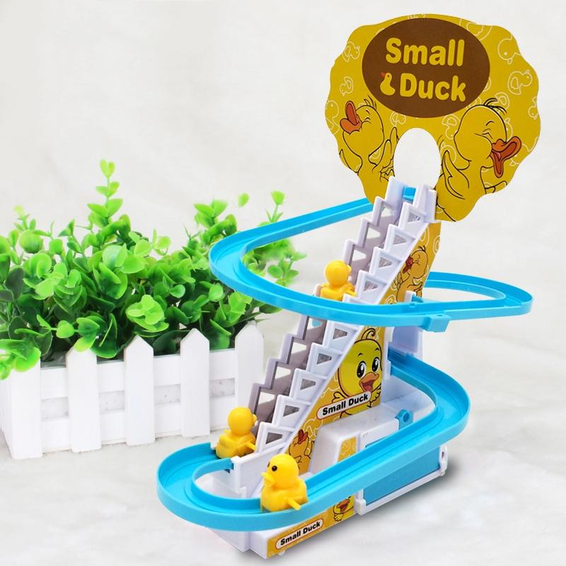 Ramadan Sale β Kids Musical Duck Climbing Stairs Toy Track Set with Lights & Sound