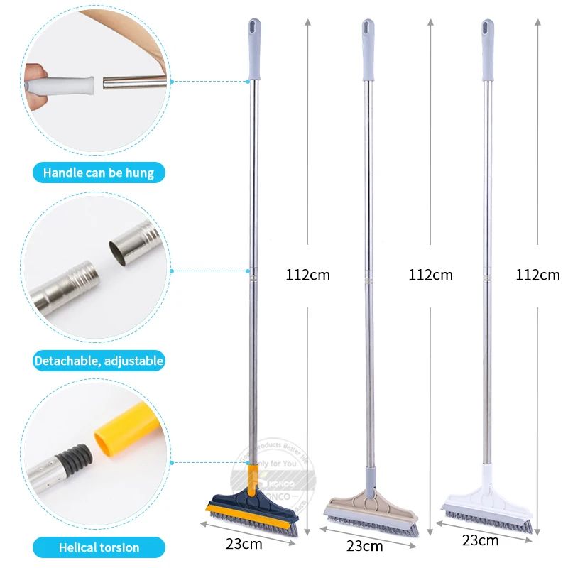 2‑in‑1 Floor Scrub & Squeegee Brush
