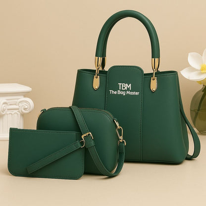 3‑Piece Ladies Handbag Set – Elegant Black, Premium Quality