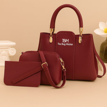 3‑Piece Ladies Handbag Set – Elegant Black, Premium Quality