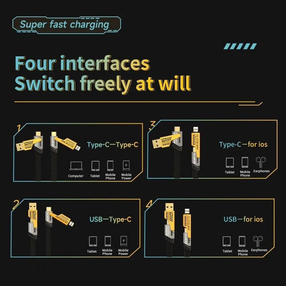 Logilink 60W 4‑in‑1 Fast Charging USB Cable