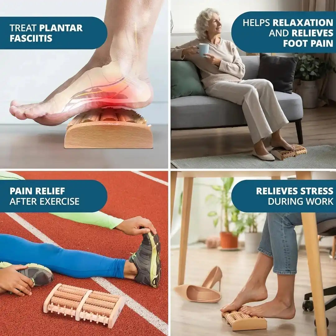 🌿 Premium Wooden Foot Massager Roller – Relieve Pain, Boost Circulation – Free Shipping🔥