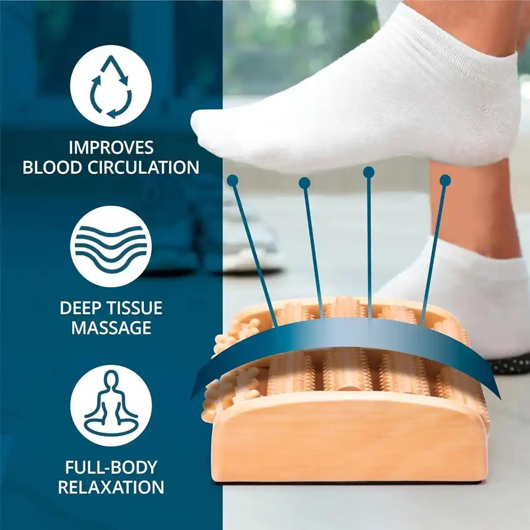 🌿 Premium Wooden Foot Massager Roller – Relieve Pain, Boost Circulation – Free Shipping🔥