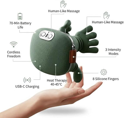 Professional 8-Finger Cordless Neck & Body Massager with Heat Therapy