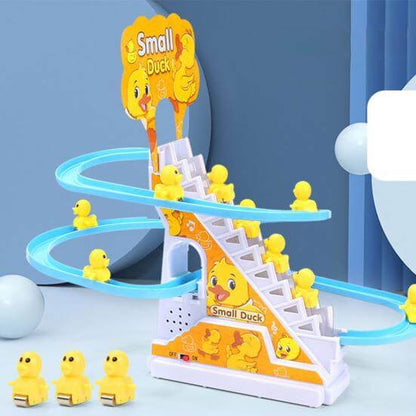 Ramadan Sale – Kids Musical Duck Climbing Stairs Toy Track Set with Lights & Sound