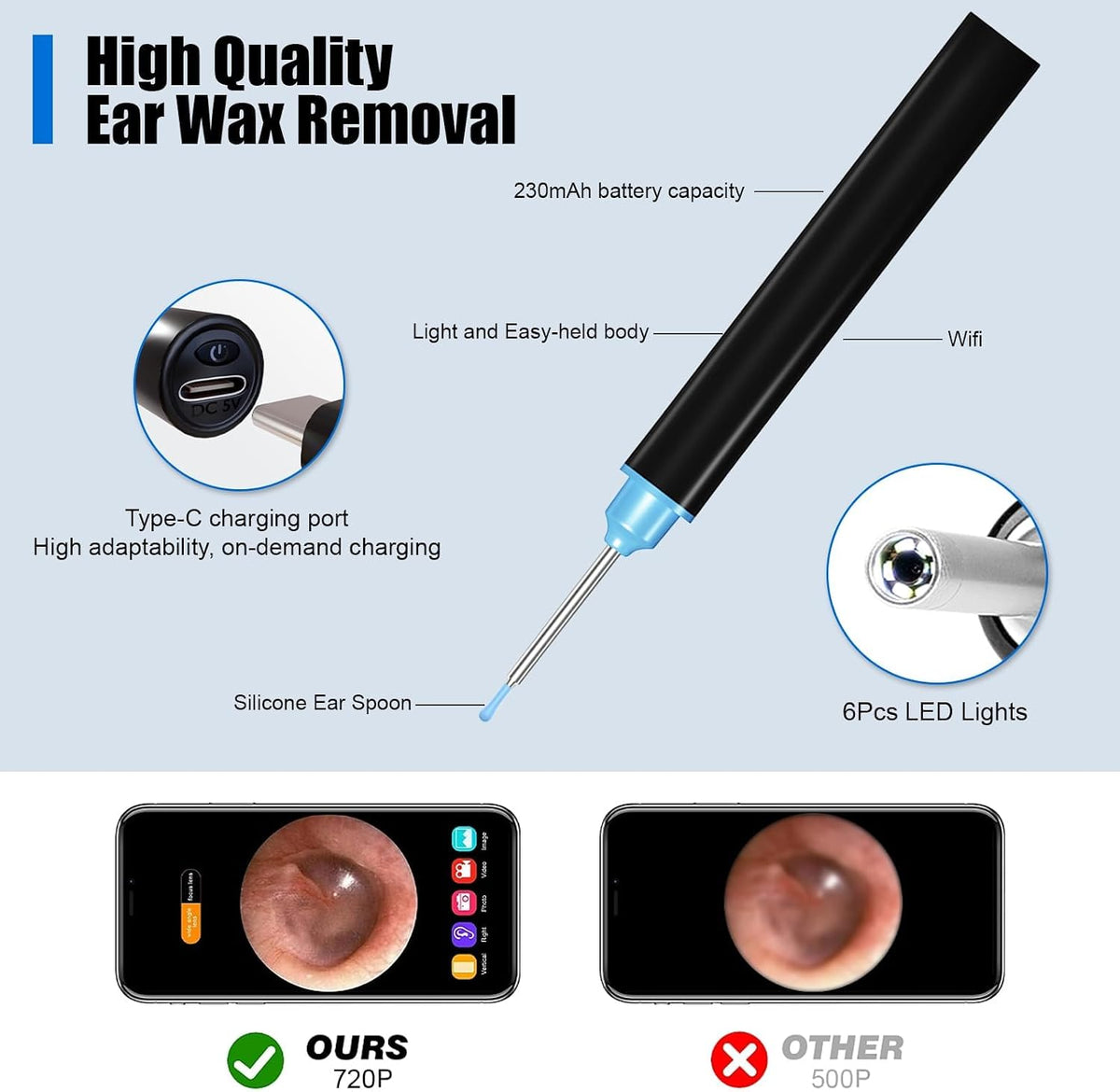 Smart Wireless Ear Cleaner with HD Camera & LED Light – Ear Wax Removal Cleaning Tool