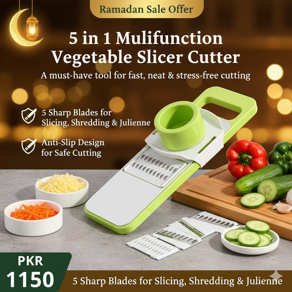 Ramadan Sale Offer 5 in 1 Multifunction Vegetable Slicer Cutter