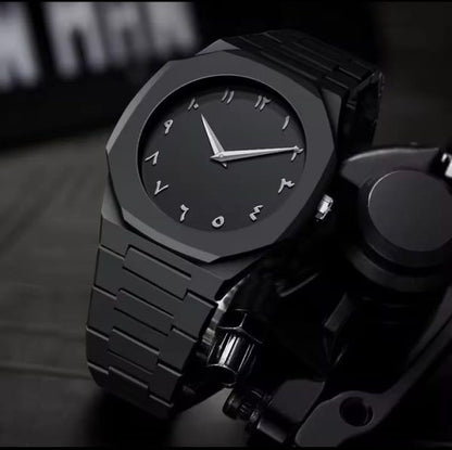 Aura Quartz Watch – Black Lightweight Arabic Dial for Men