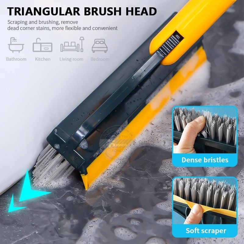 2‑in‑1 Floor Scrub & Squeegee Brush